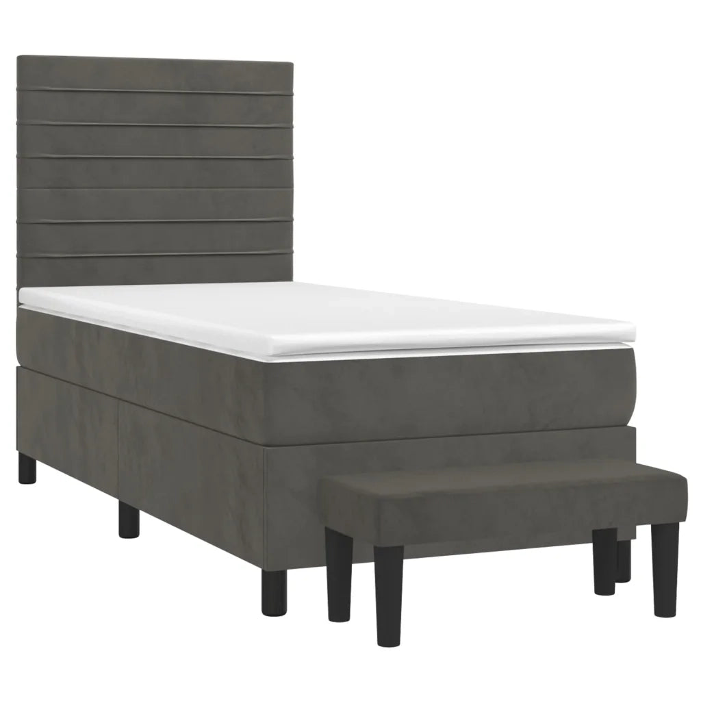Giroletto a Molle con Materasso Grigio Scuro 80x200 cm Velluto