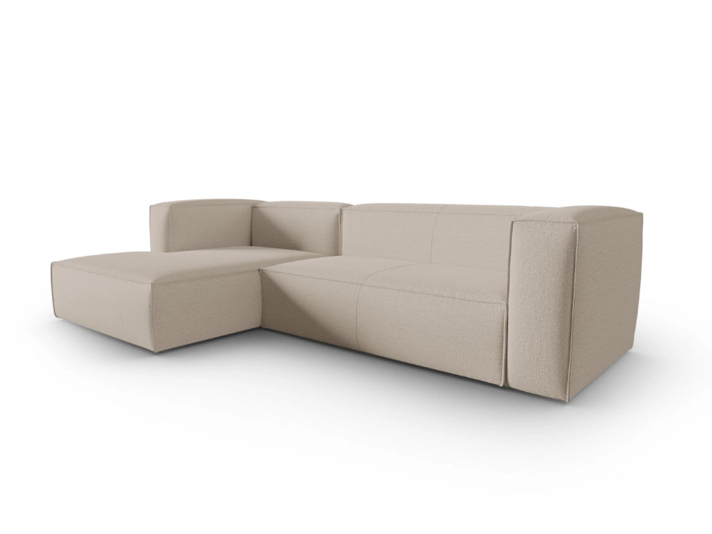 Cosmopolitan Design - Divano angolare sinistro "Mackay" 4 posti in velluto strutturato beige 