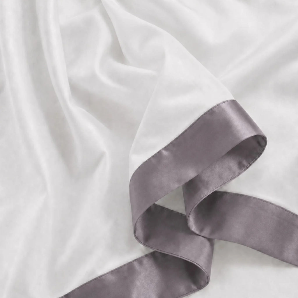 Set Lenzuola Letto Singolo 100% Cotone | Lenzuolo Piano 160x295 cm, Lenzuolo con Angoli 90x200 cm e 1 Federa Coordinata | Lenzuola con Balza Decorativa in Raso Grigio Scuro