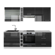 Cucina componibile Fame-Line Antracite lucido/Bianco 235 cm, PL Marmo Vicco