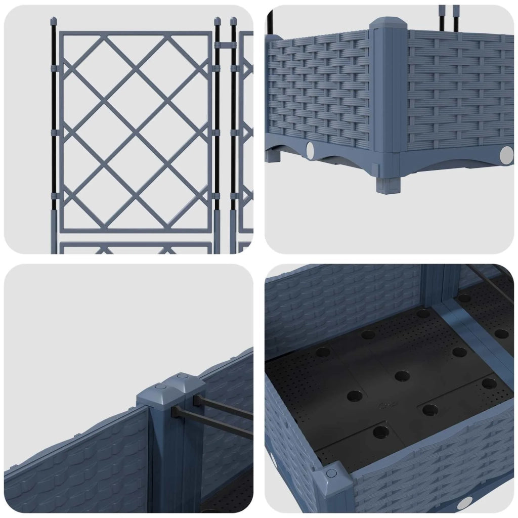 Fioriere | Cassetta per fiori | Vaso da giardino 3 pz Grigio 120 x 40 x 125,5 cm Plastica