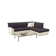 Divano angolare convertibile TROMSO marrone e beige – Angolo destro con contenitore
