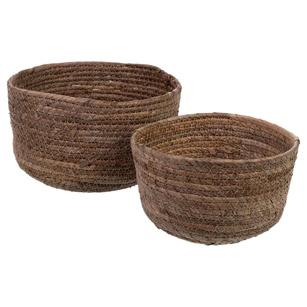 Set di 2 cesti in fibra di foglie di banana D25x16h-D21x13