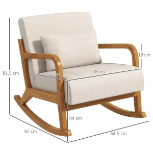 POLTRONA A DONDOLO in legno 64,5x92x81,5 cm bianco crema