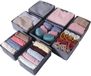 Set di 8 organizzatori di cassetto, compatibili con armadio PAX 100x58 cm, contenitori di tessuto pieghevoli con base stabile per abbigliamento, robusto grigio.