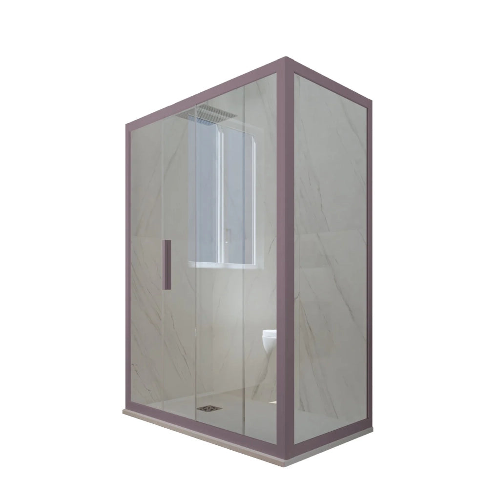 Box doccia scorrevole 75x150 CM H 200 Vetro Trasparente Profilo Lavanda mod. Deco Duo