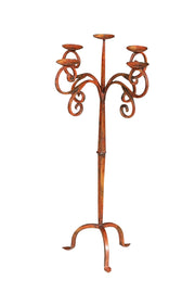 Biscottini Candeliere piantana in ferro battuto lavorato a mano finitura rosso anticato L48XPR48XH95 cm