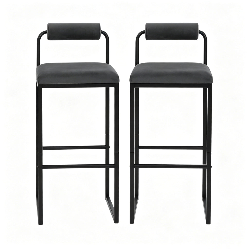 SGABELLO Bar con Schienale 38,5 x 39 x 95,5 cm Grigio Scuro Set da 2 pezzi