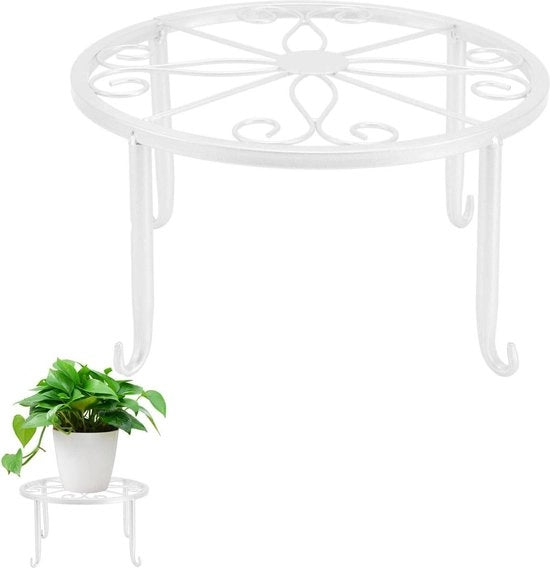Standar di pianta in acciaio singolo per pavimento - Standar di pianta basso e semplice per balcone e soggiorno - Scatola di fiori in pannello (S-bianco)