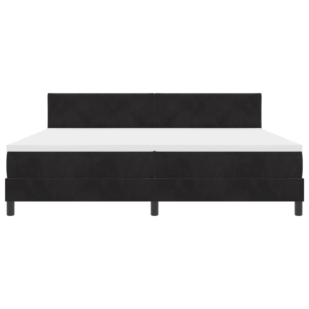 Letto Box Spring con Materasso Nero 200x200 cm Velluto