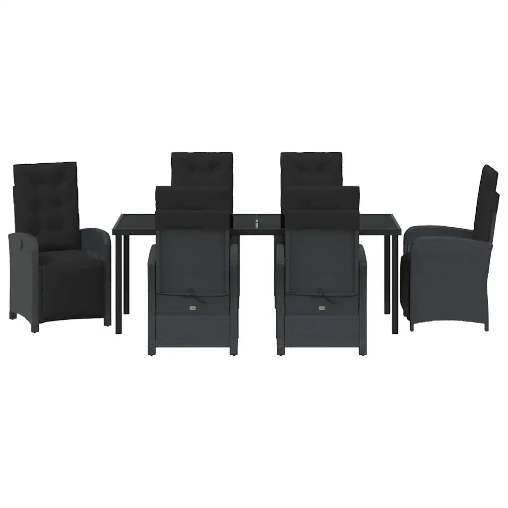 Set da Pranzo per Giardino con cuscino 7 pcs Nero polyrattan 3380314