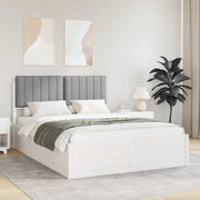Letto con Testiera Rivestita Grigio chiaro 140 x 190 cm 3398238