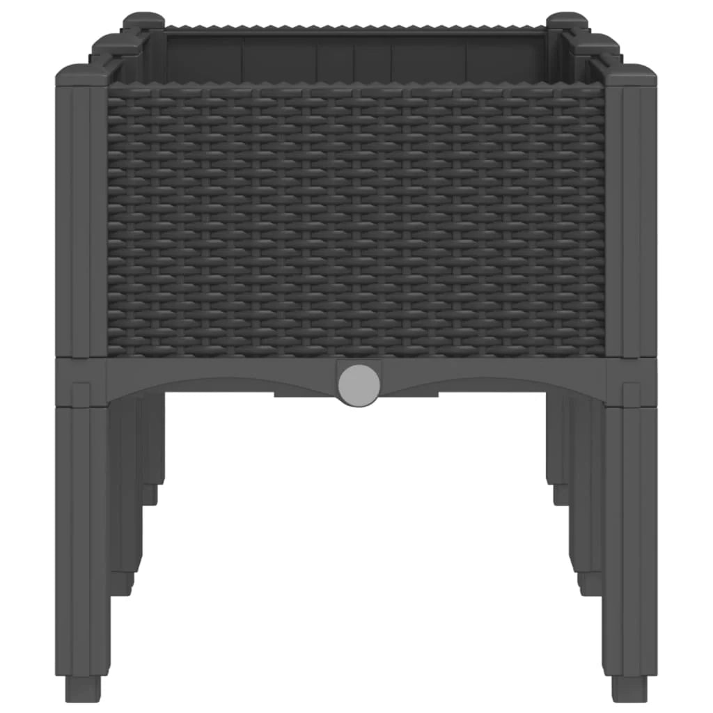 Fioriera rialzata per piante fiori patio giardino con gambe 80 x 40 x 42 cm PP nero 02_0038171
