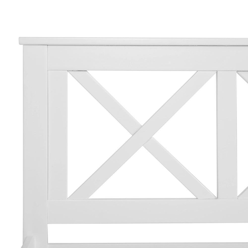 Letto in Legno Bianco con Rete a Doghe Design Elegante 180 x 200 cm