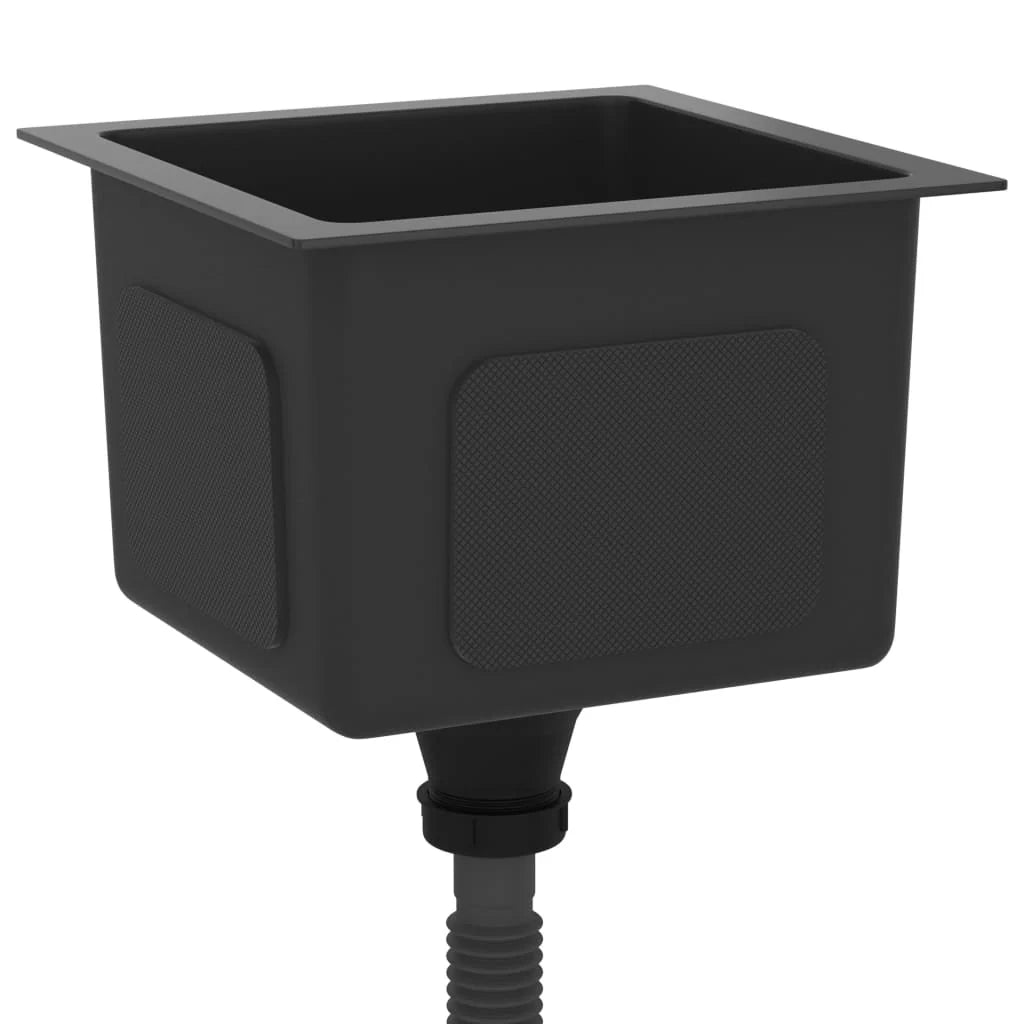 Lavello da cucina fatto a mano lavandino da bagno per interni 30 x 30 cm acciaio inox nero 02_0002450