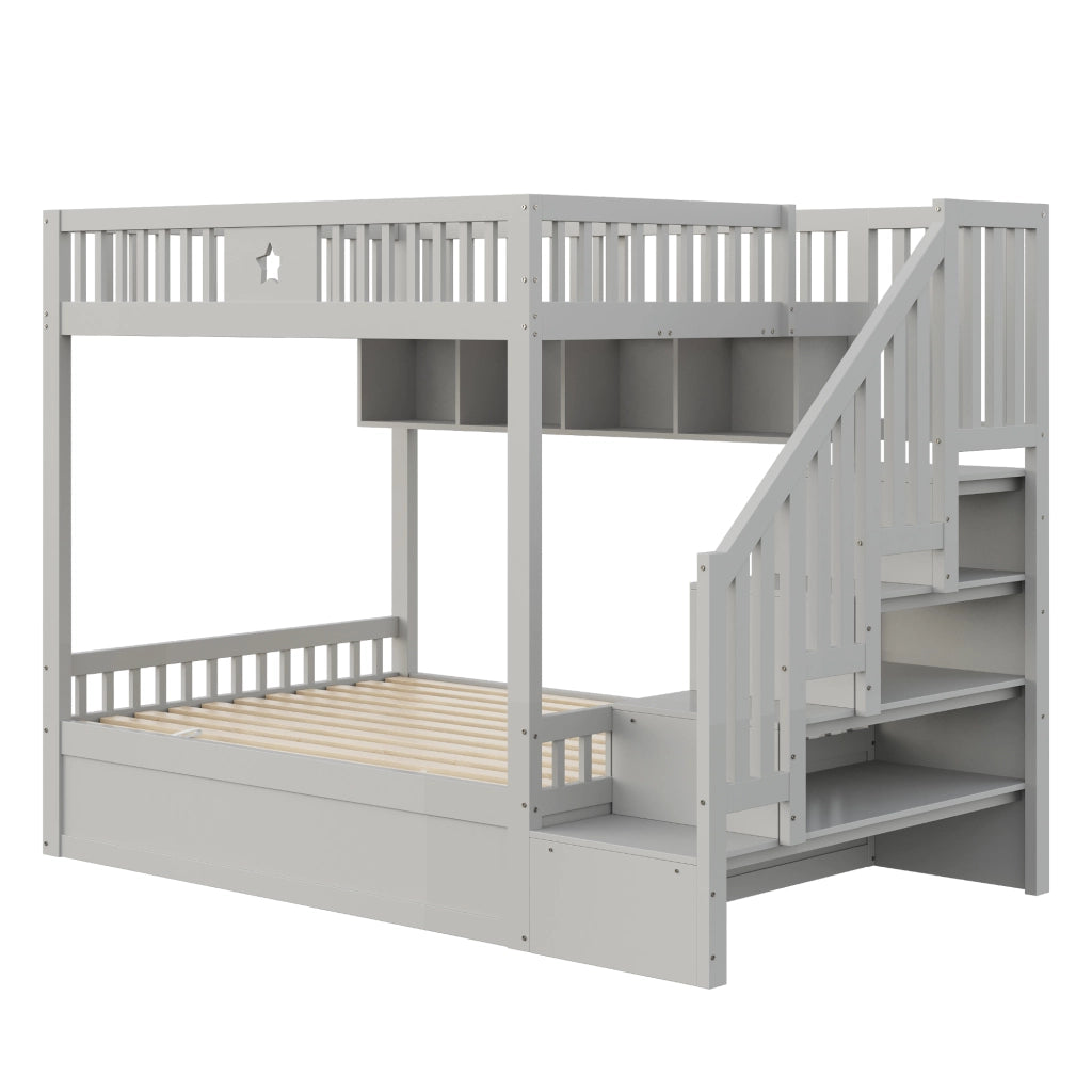 LETTO A CASTELLO 140x200 cm con contenitore idraulico, grigio, legno massello