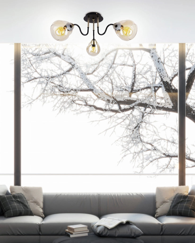 Candellux UNICA Plafoniera 3xE27 64cm Nero/Oro Metallo