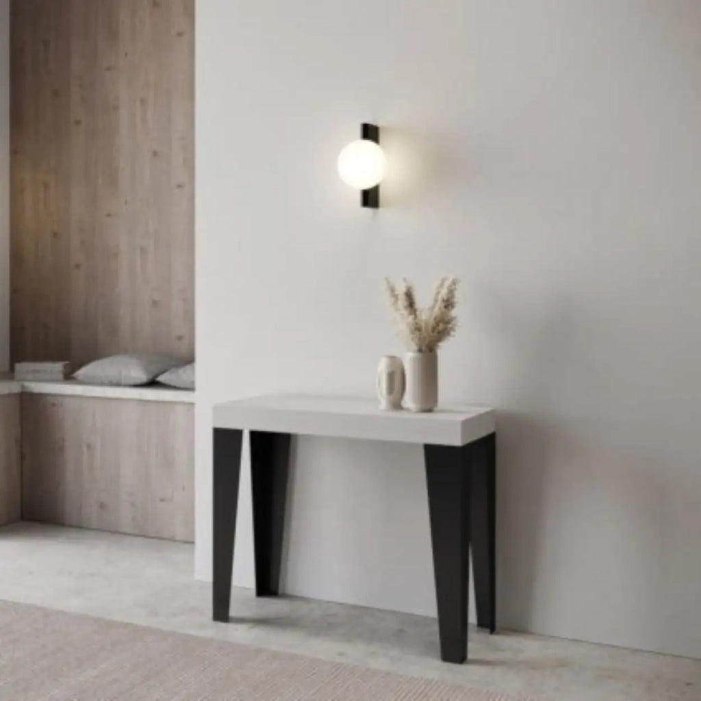 Consolle allungabile 90x40/196 cm Flame Small bianco frassino gambe antracite