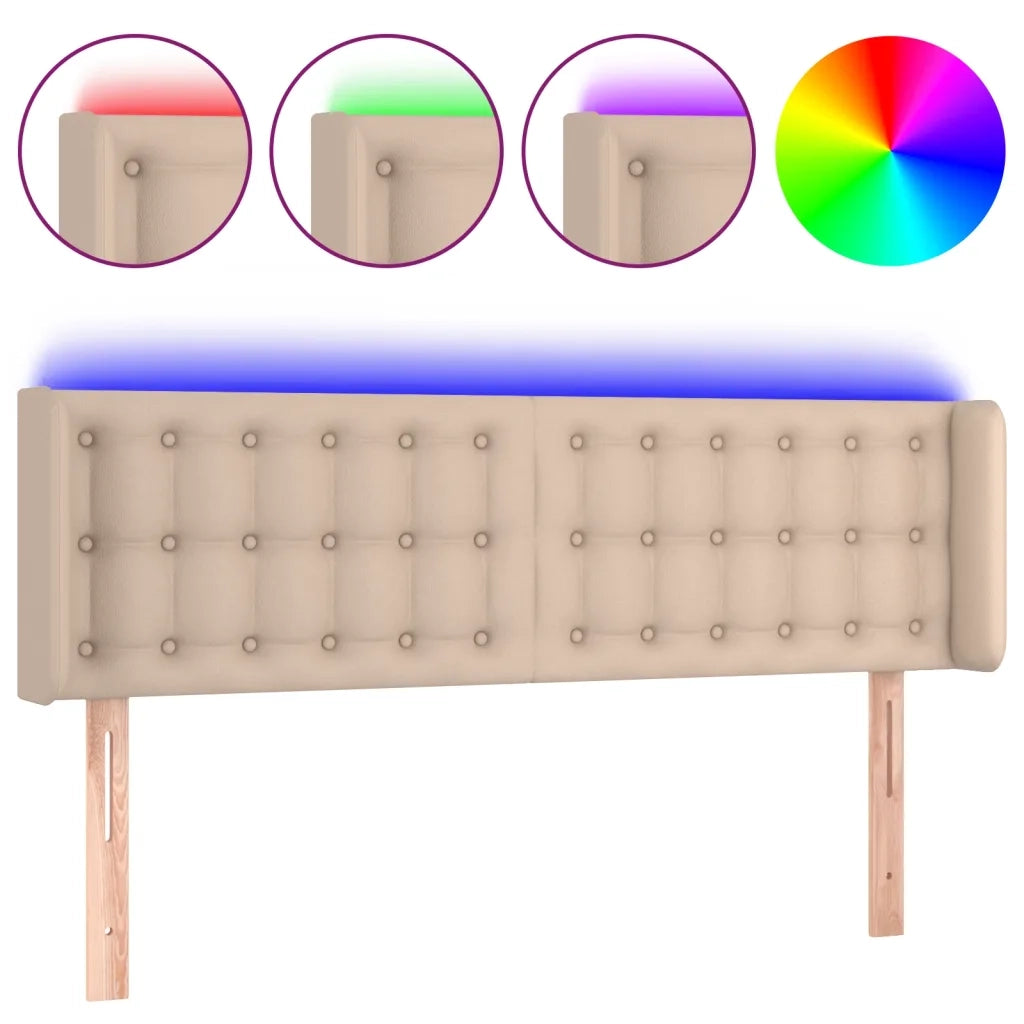 Testiera | Testata Cappuccino a LED 147x16x78/88 cm in Similpelle