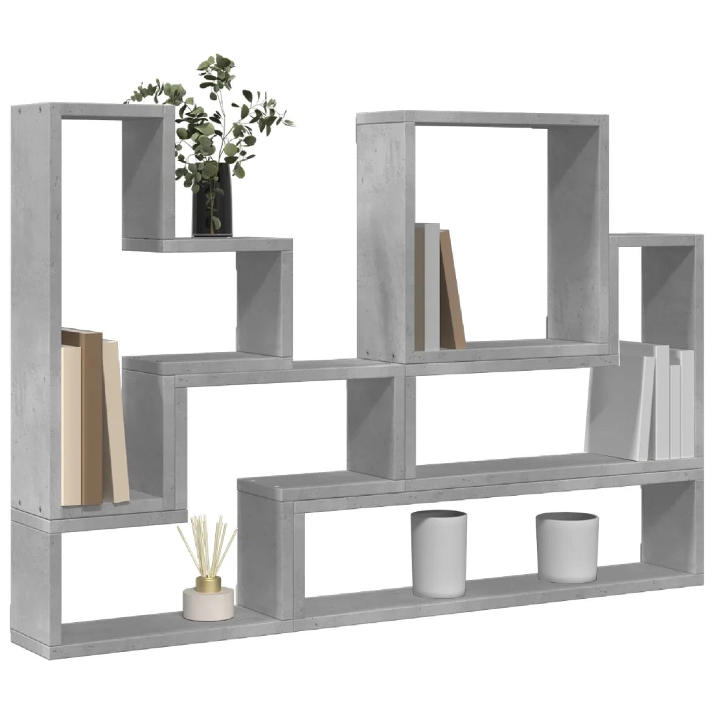 Scaffale a Parete Grigio Cemento 90x12x64 cm Legno Multistrato 840803
