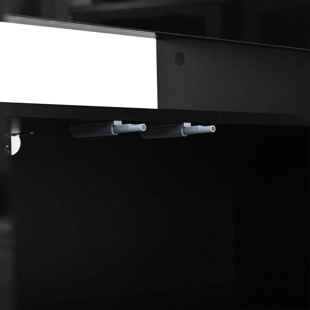 Mobile TV grande 180x35x45 cm - Zephmum- Lucido nero 3 ante vetro temperato