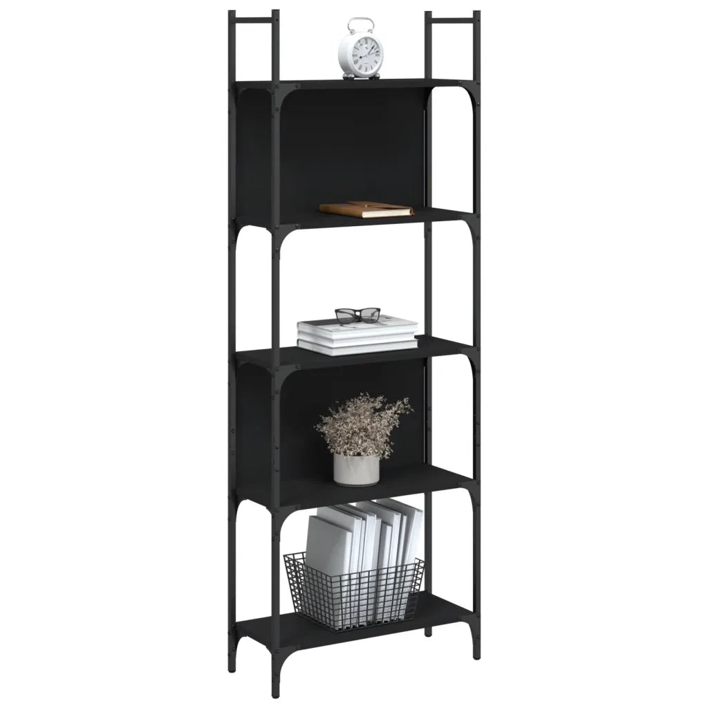 Libreria a 5 Ripiani Nera 60,5x24x166,5 cm in Legno Multistrato 838863