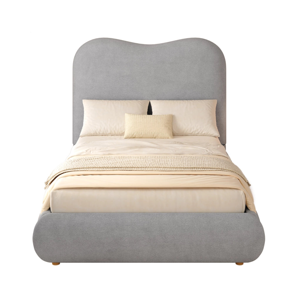 Letto per bambini singolo 90 × 200 cm con contenitore idraulico, testiera imbottita, senza materasso, grigio