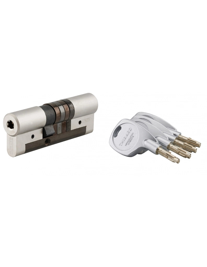 Cilindro europeo  Cobra 2+ 33X53mm Nichelato, anti effrazione, antiscasso, antitrapano, 5 chiavi ergonomiche  - THIRARD