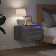 Comodini a Parete con luci LED 2 pz Grigio Sonoma