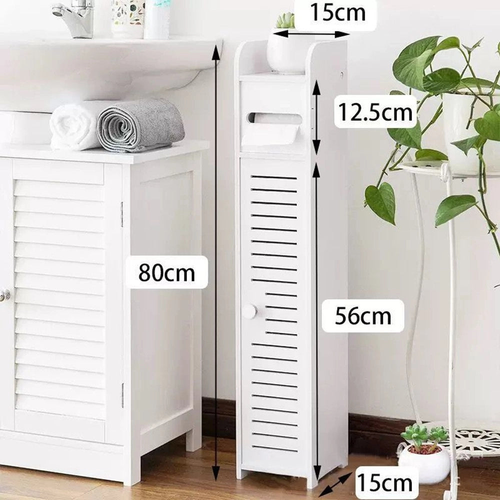 Trade Shop - Armadietto Da Bagno Porta Carta Igienica Mobile Salvaspazio Sottile Impermeabile Bianco -