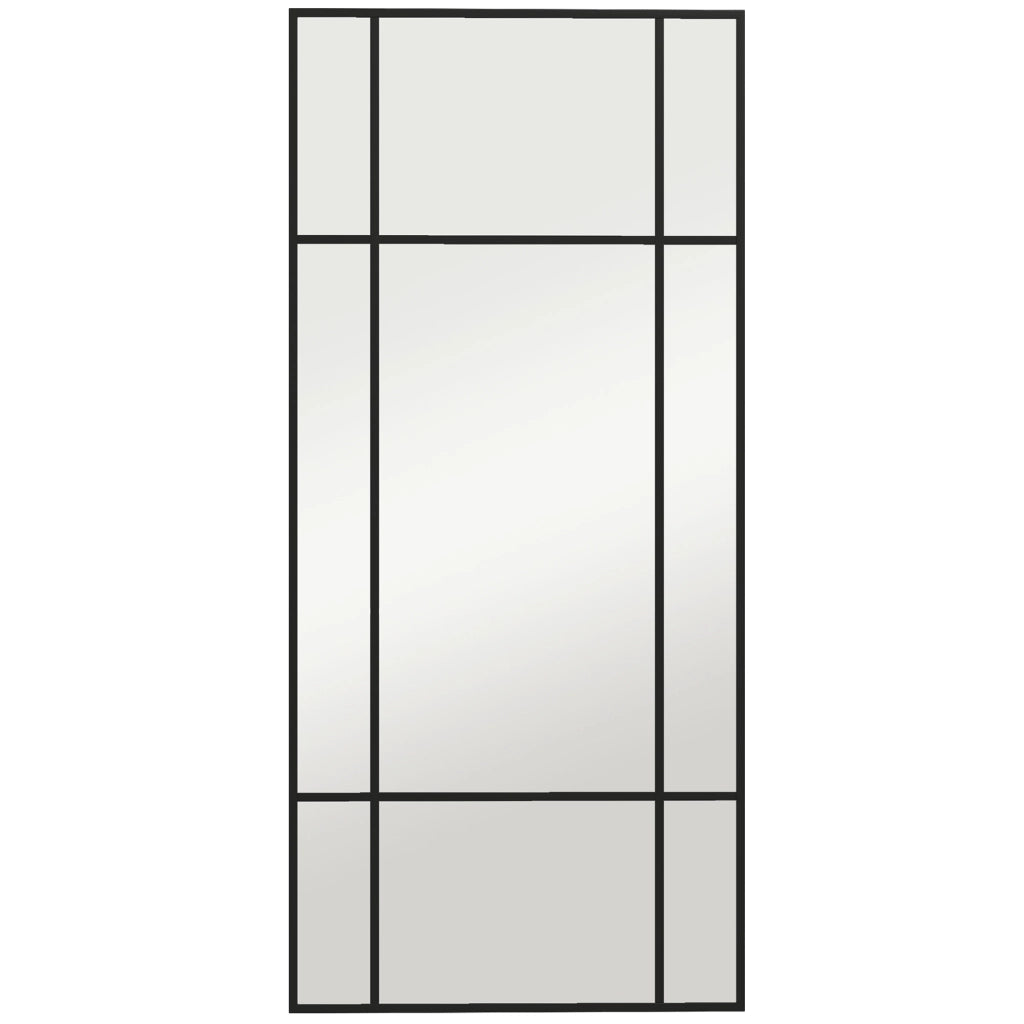 Specchio da Parete Stile Finestra 110x50 cm con Montaggio Verticale e Orizzontale Nero