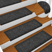 Tappetini per scale autoadesivi 15 pz 65x21x4 cm Grigio Scuro bordo rettangolare 134562