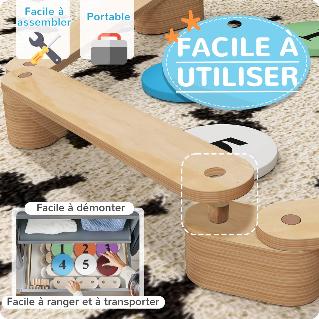 Set Parco Giochi in Legno per Bambini ¨C Zephmum ¨C Naturale 6 Pezzi