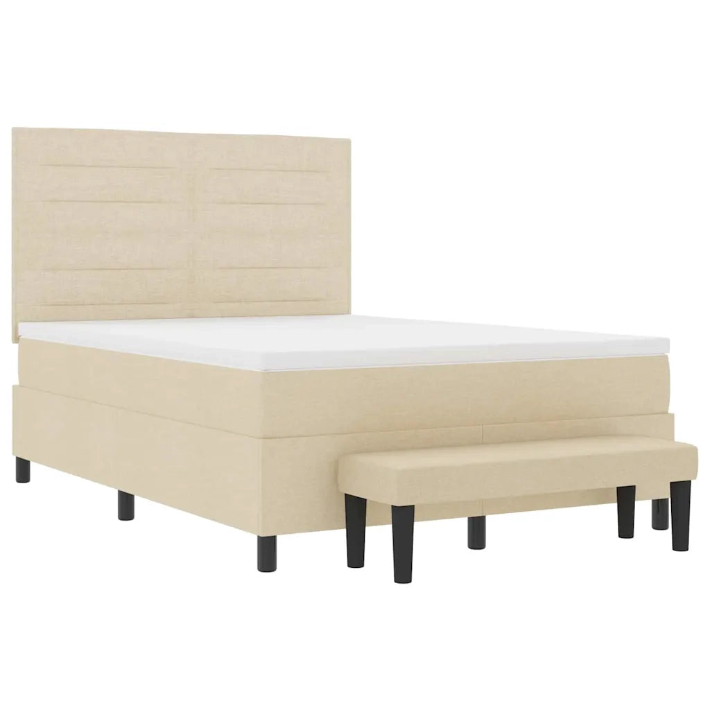 Letto a molle con testiera Crema 140 x 190 cm Tessuto 3343993
