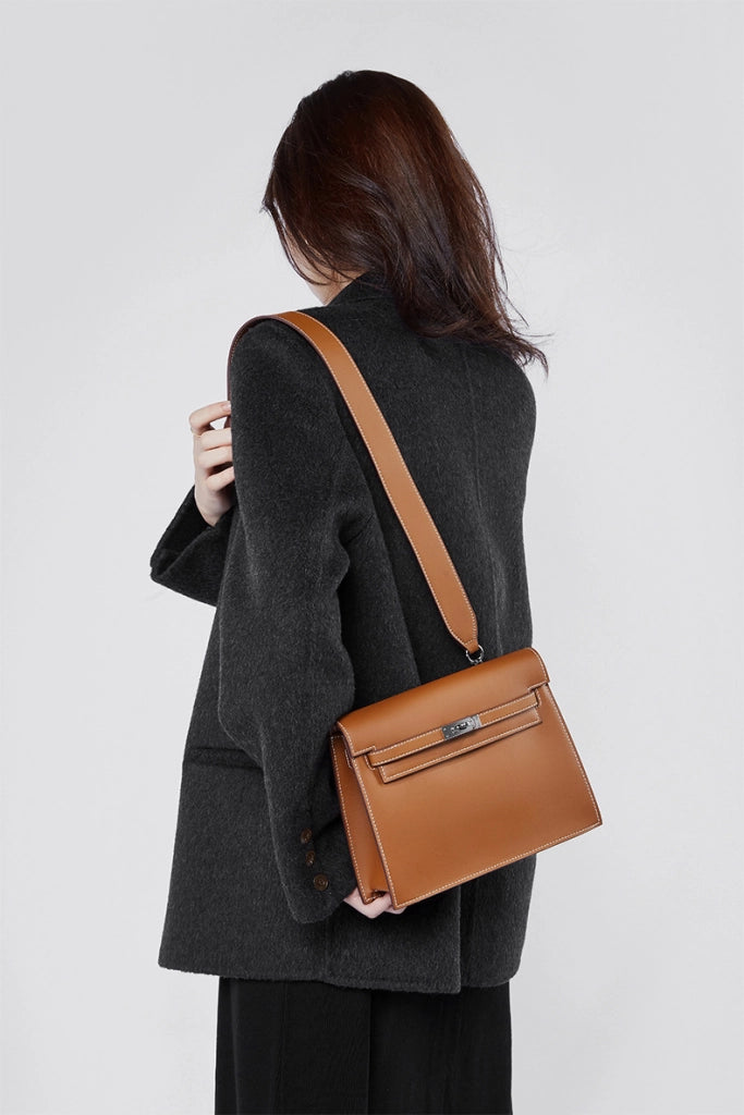 Borsa a tracolla da ballo alla moda in vera pelle marrone