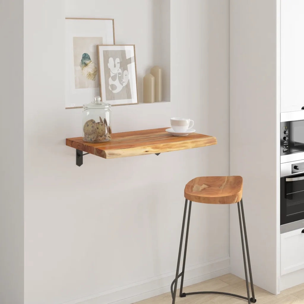 Piano Tavolo | Mensola a Muro 60x40x2,5cm Rettangolare Legno Acacia Bordi Vivi