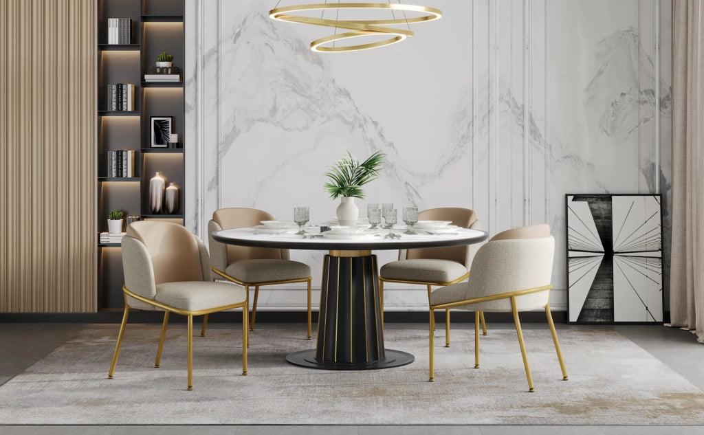 Sedia da pranzo ergonomica beige e kaki con piedini regolabili
