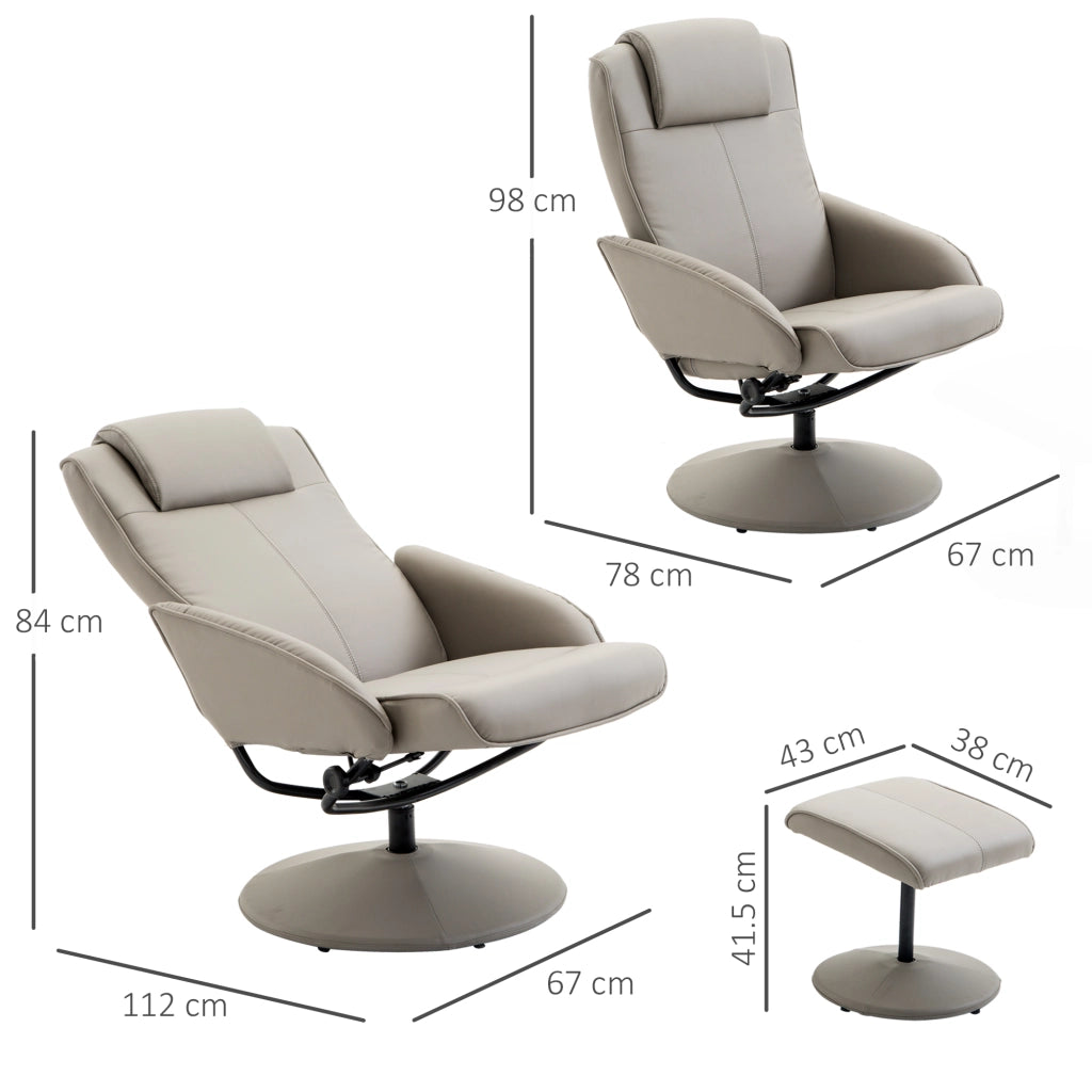 POLTRONA Relax con poggiapiedi 78x67x98 cm Grigia