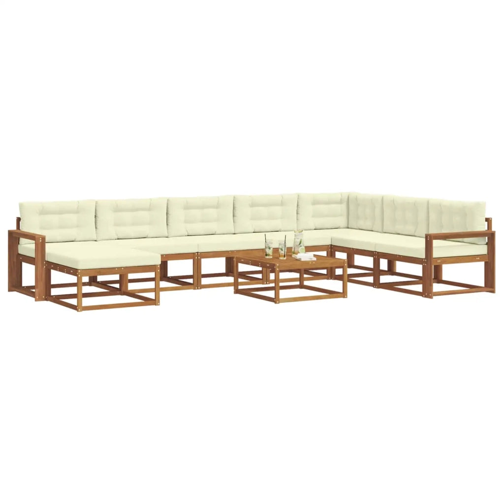 Set di divani da esterno con cuscino 9 pcs Naturale e Crema 3368038
