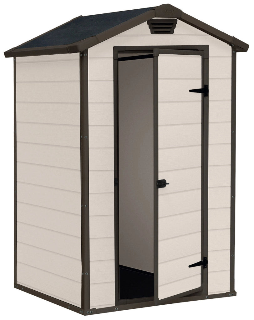 Casetta da Giardino Porta Attrezzi 129x103x196 cmin Resina Effetto Legno Keter Manor 4x3 Beige
