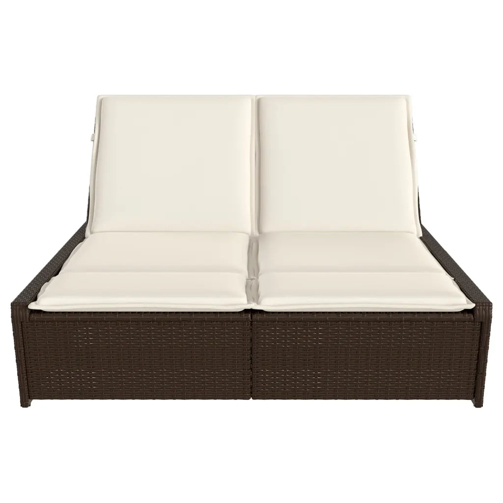 Lettino Prendisole | Sdraio da giardino | Lettino da sole con Cuscini Marrone in Polyrattan