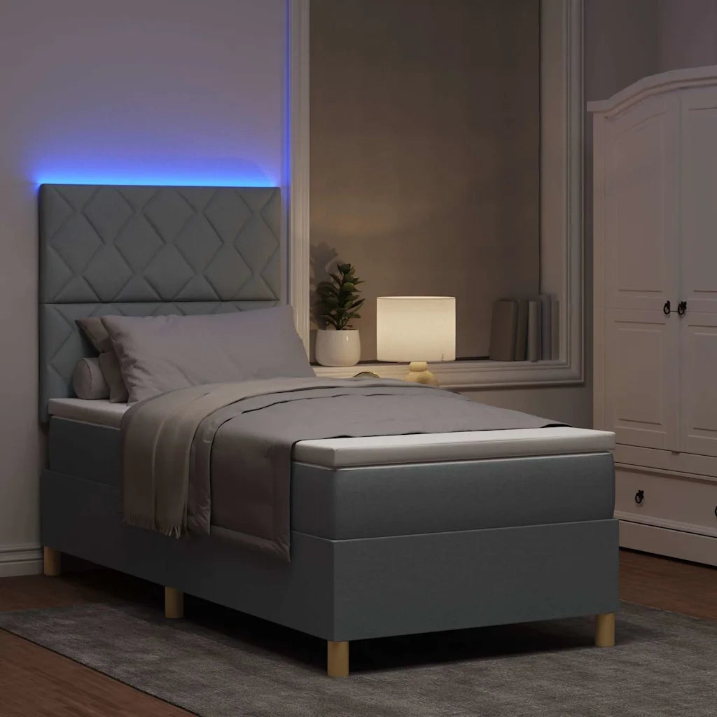 Letto a Sorgente LED Grigio chiaro 90 x 190 cm Tessuto 3343138