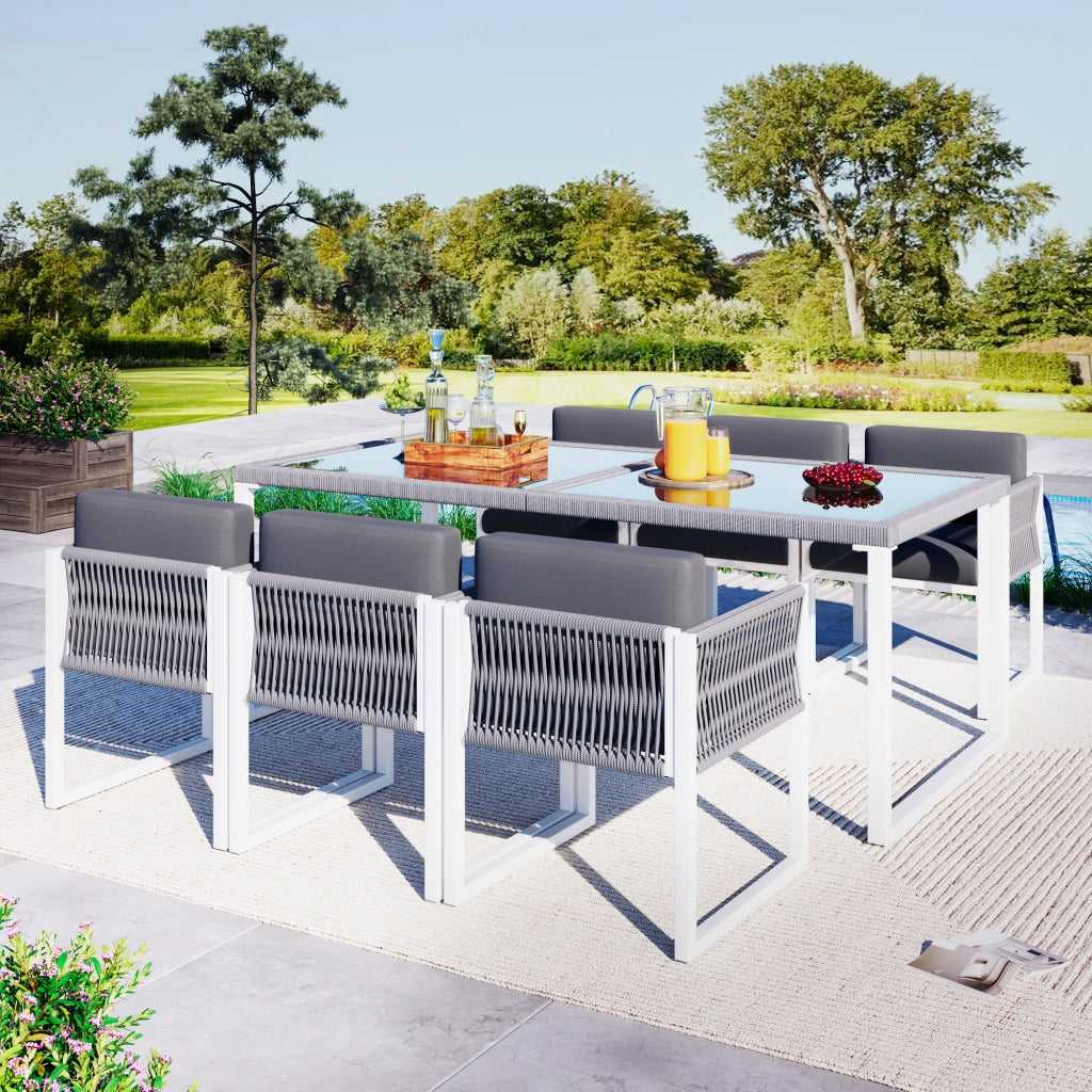 Set Pranzo da Giardino 6 Posti con Poltrone e Cuscini ¨C MINIMAL ¨C Polyrattan