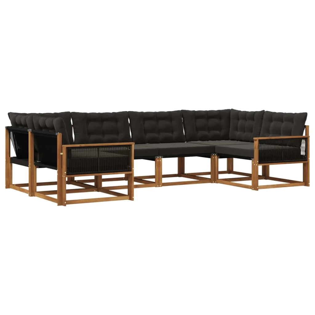 Set di divani da esterno 6 pz Naturale e Nero 3381648