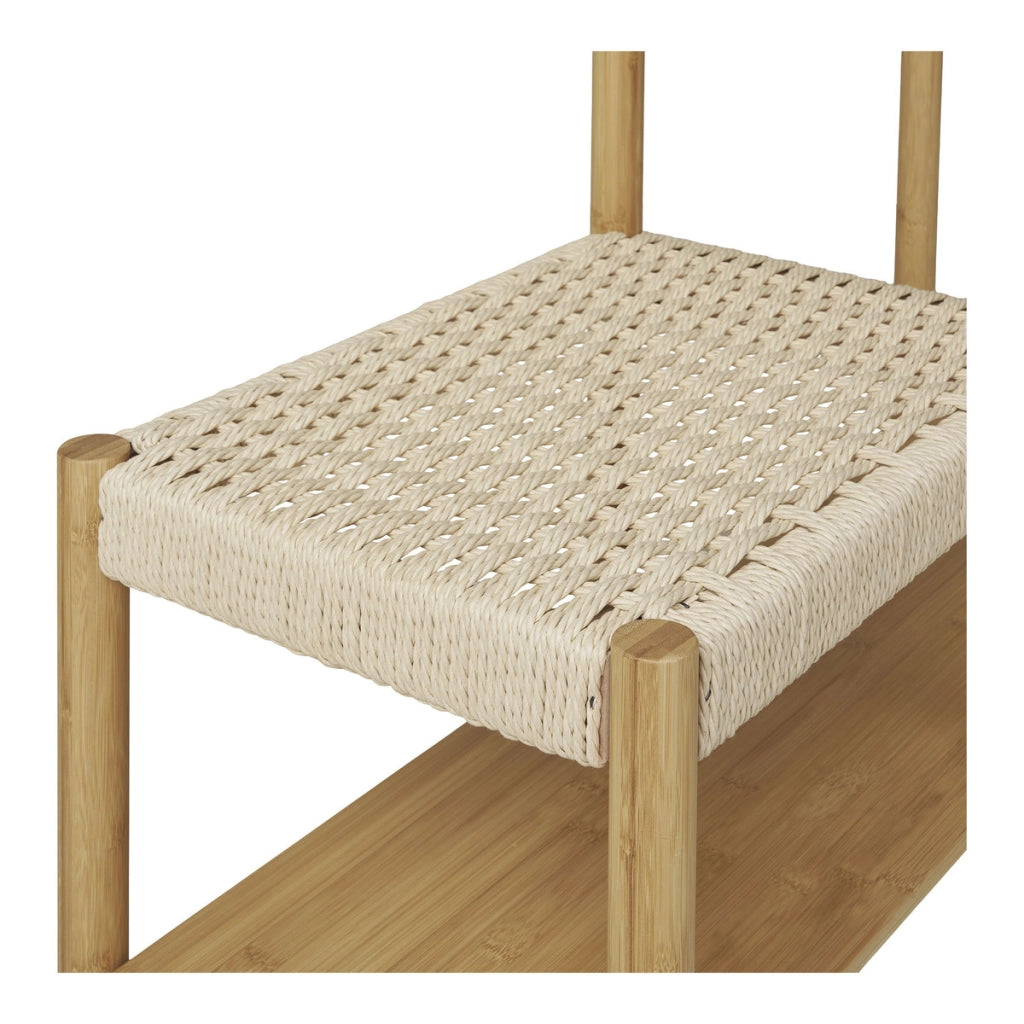 Appendiabiti Ember in bambù naturale con panca in cordoncino di carta 36×95×165 cm