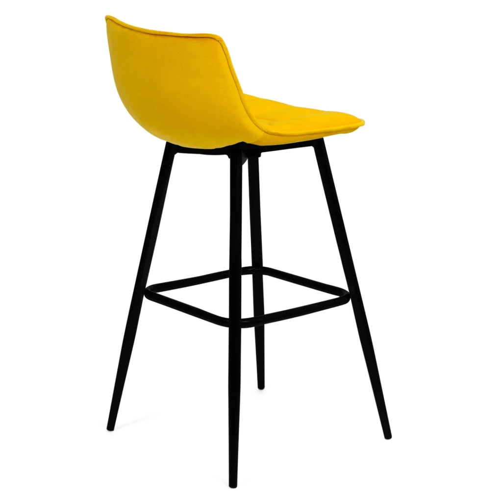 IDMarket - Set di 4 sgabelli da bar in velluto blu, grigio chiaro, grigio scuro, giallo MADY