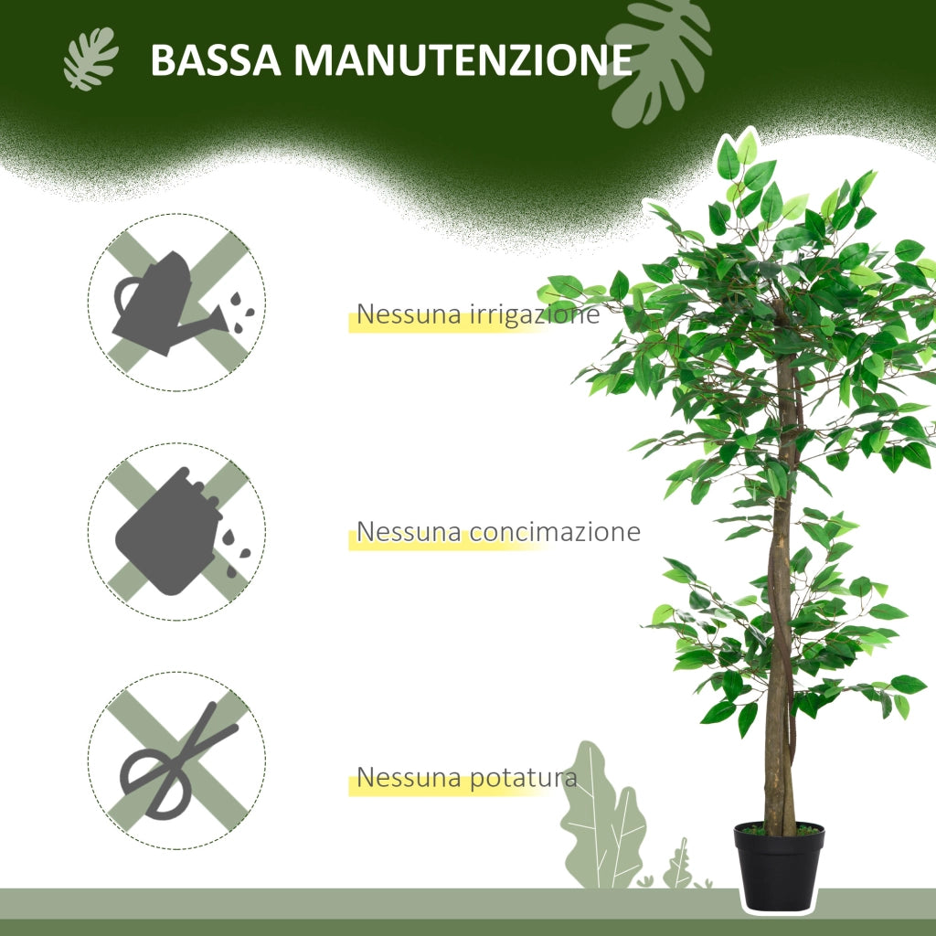 Pianta Artificiale Albero del T¨¨ con Vaso Cemento ¨C Zephmum ¨C Verde 120 cm
