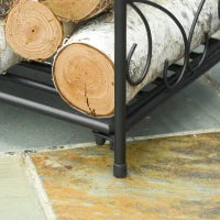 Portalegna per Camino da Interno ed Esterno in Metallo, 50kg di Legna, 39.5x31.5x39.5cm - Nero