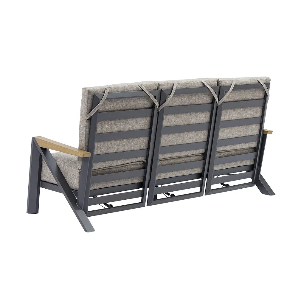 Tempo Style - Salottino Lounge KEA PLUS in alluminio antracite | Lounge da giardino con divano, tavolo, 2 poltrone e cuscini | Set di mobili da giardino in metallo da 5 persone