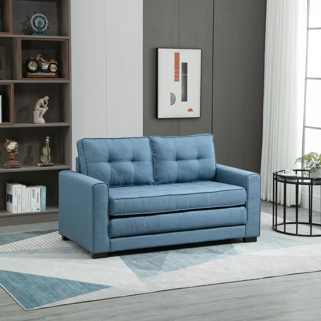 Divano letto 2 posti tessuto blu ¨C Xylo ¨C Dossier capitonn¨¦ 147,5x75x85 cm